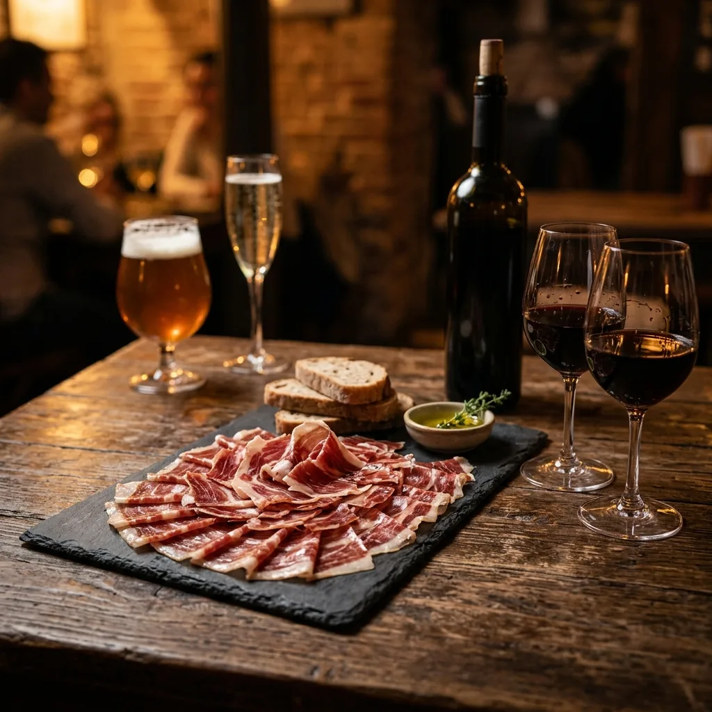 Maridaje de jamón ibérico: qué vino, cerveza o cava elegir
